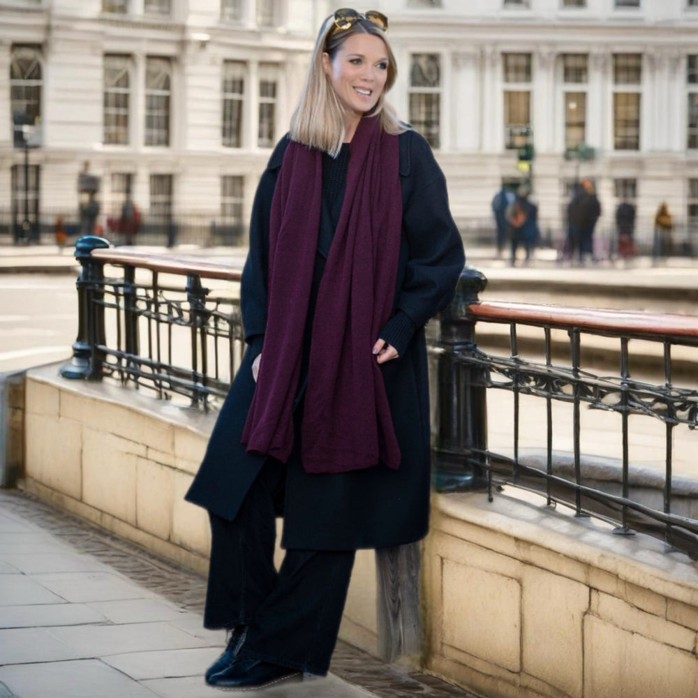 Burgundy Julian 100% Pashmina Cashmere Extra large Travel Wrap/Shawl