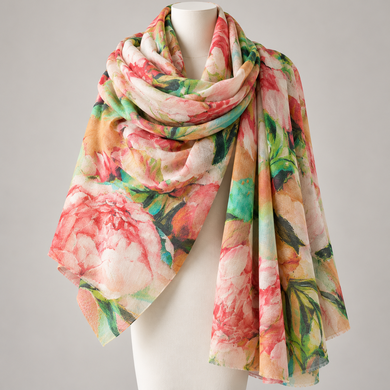 Cashmere Printed Wearable art Julian Ultralight Scarf-More Designs Available