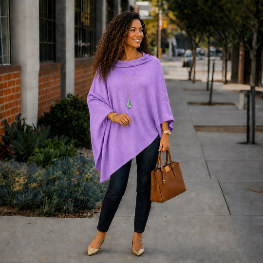 Mklane Julian 100% Cashmere Oversized Poncho Lilac