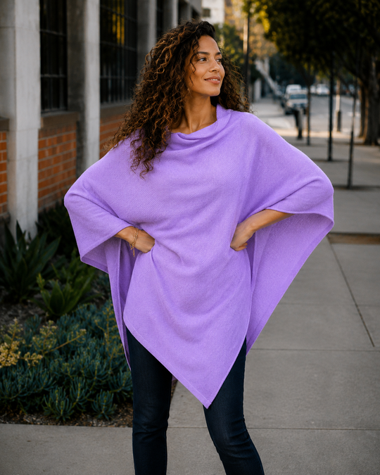 Mklane Julian 100% Cashmere Oversized Poncho Lilac