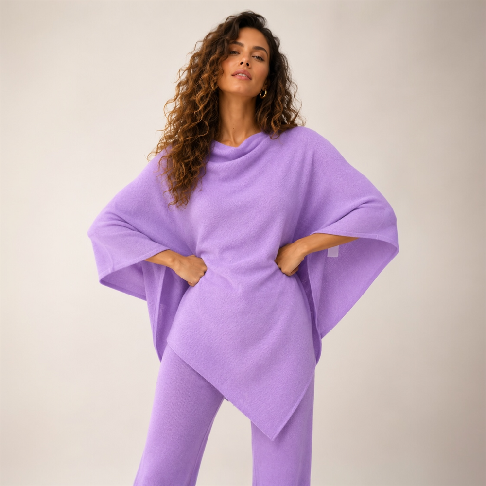 Mklane Julian 100% Cashmere Oversized Poncho Lilac