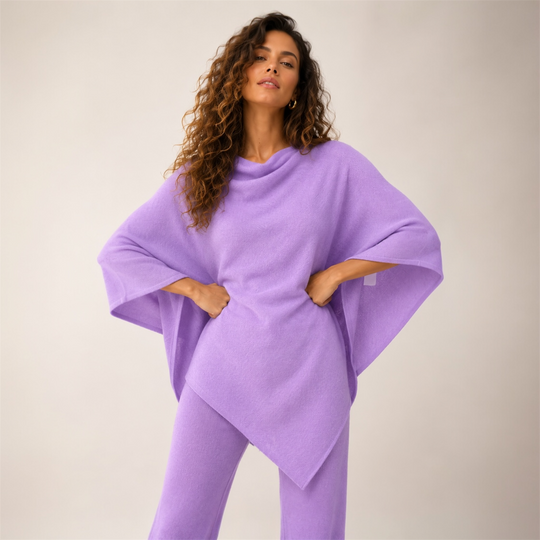 Mklane Julian 100% Cashmere Oversized Poncho Lilac