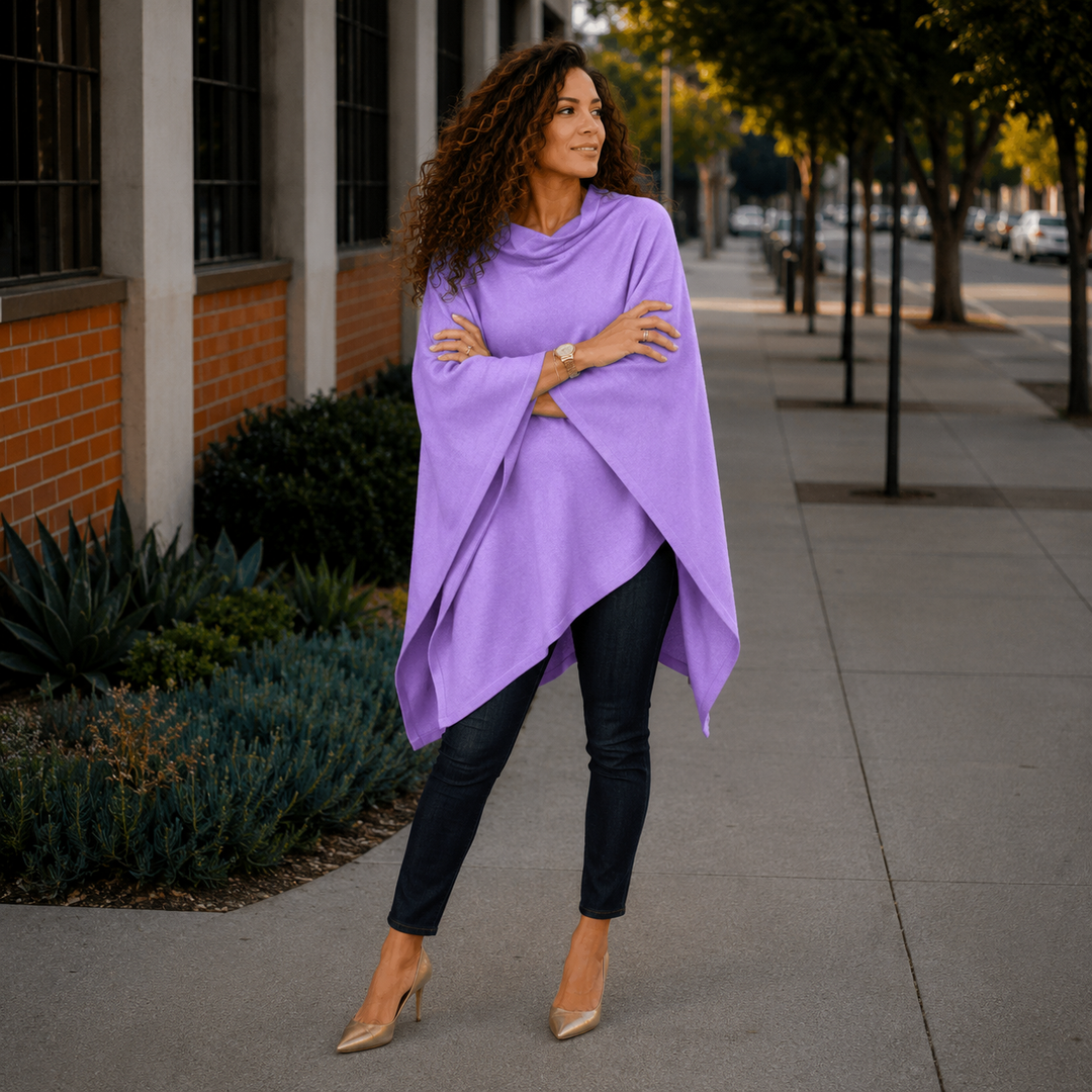 Mklane Julian 100% Cashmere Oversized Poncho Lilac
