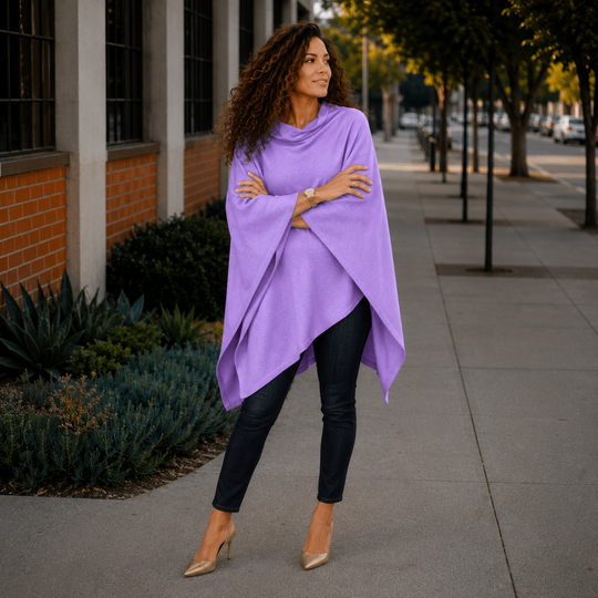 Mklane Julian 100% Cashmere Oversized Poncho Lilac
