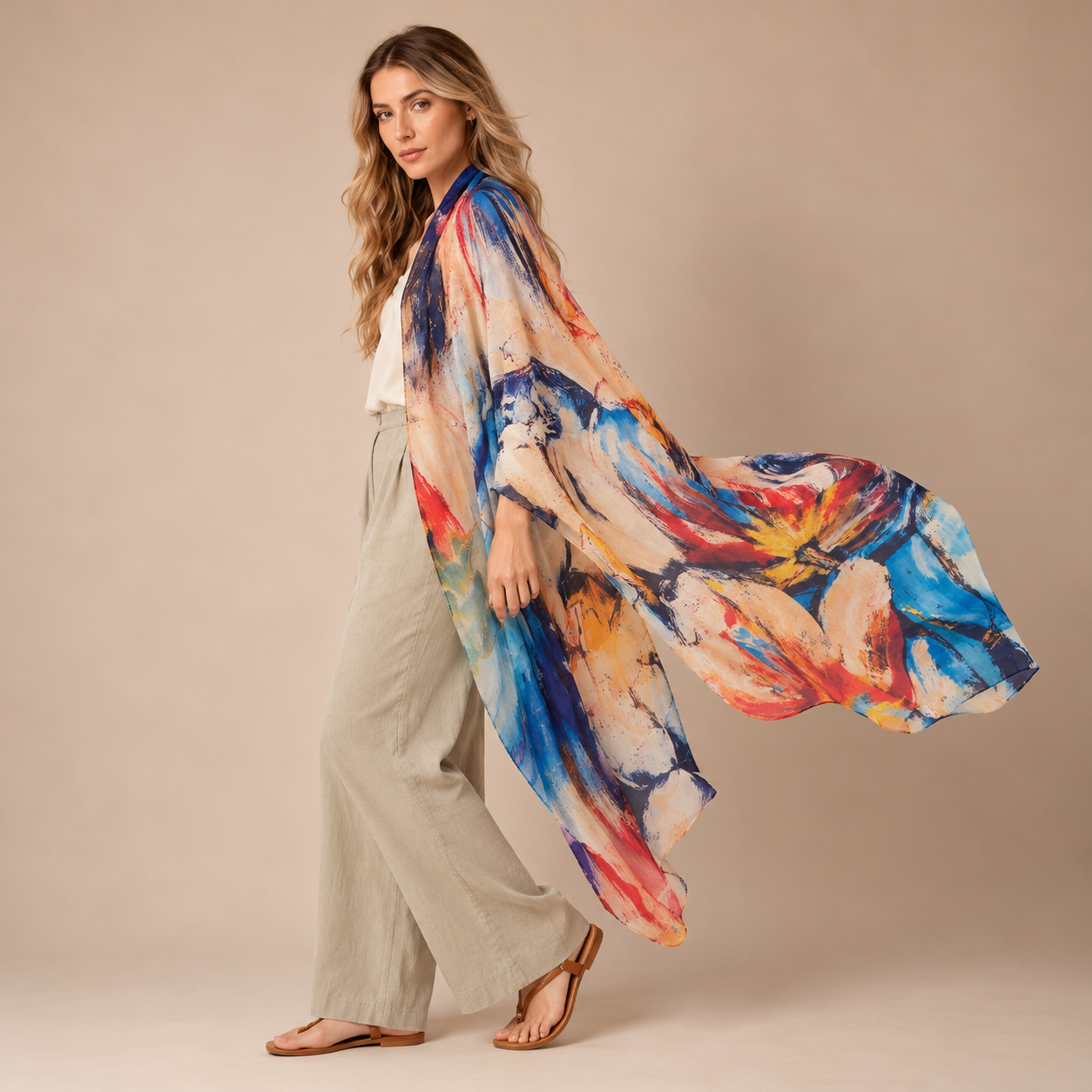 Cashmere Printed Wearable art Julian Ultralight Scarf-More Designs Available