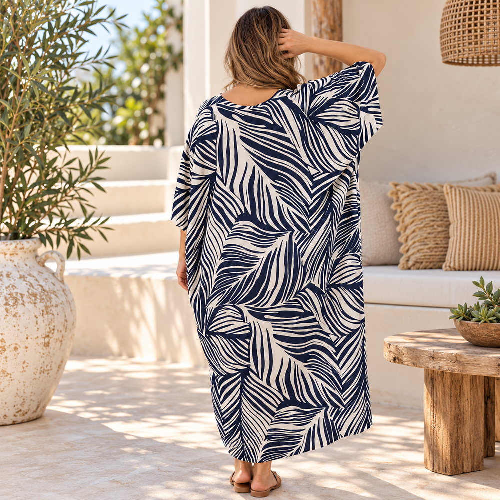 Maya Navy Kaftan One Size Fits All AU 12-26