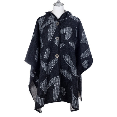 RITZY Stylish Cape coat free size with hood- Grey black