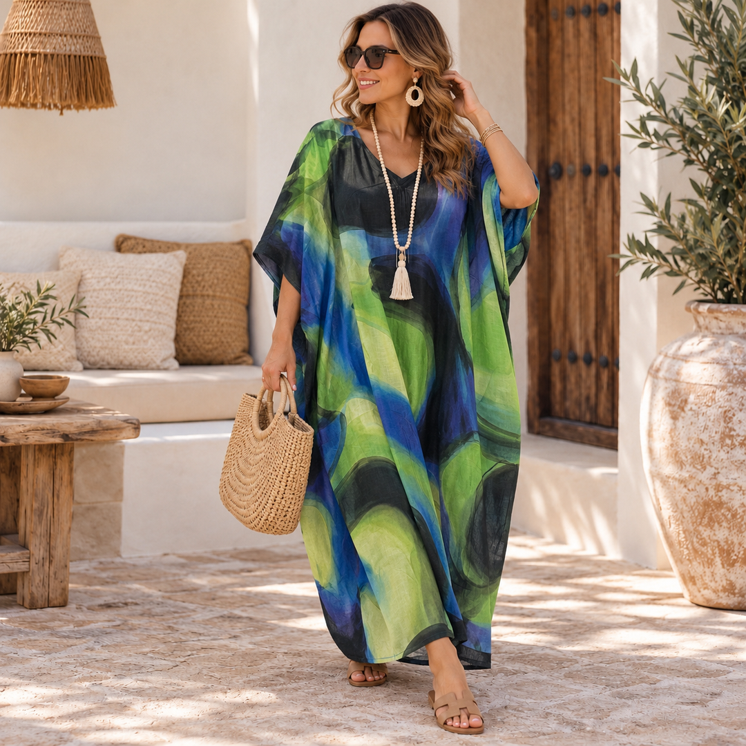 Maya Tropical Kaftan Dress - Sizes Available AU 12-32