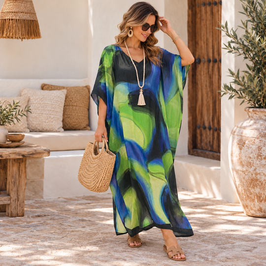 Maya Tropical Kaftan Dress - Sizes Available AU 12-32