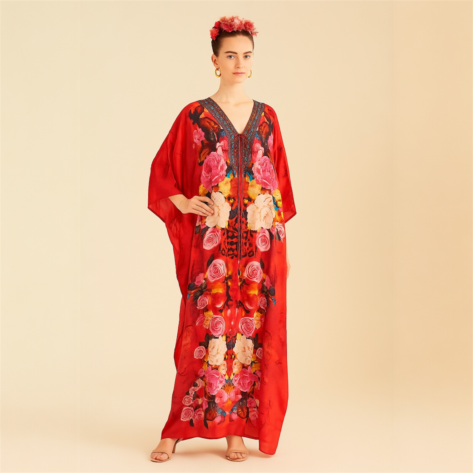 Coco Bella Silk Red Sosa  kaftan 12-20