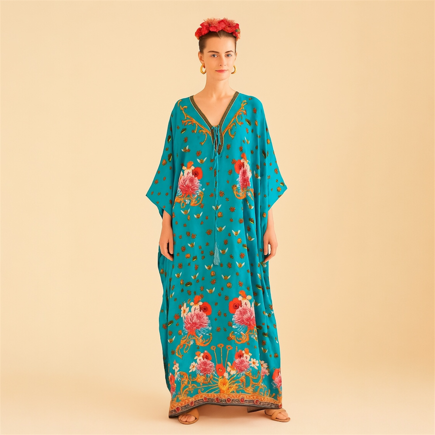 Coco Bella Blue Silk Luxe kaftan 12-20