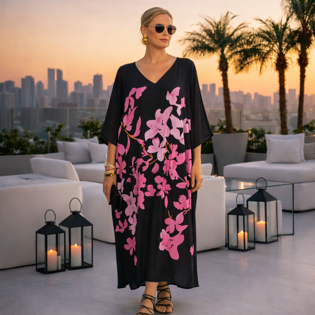 Maya Black DUNE Tropical Boho kaftan - Sizes -AU 14-30
