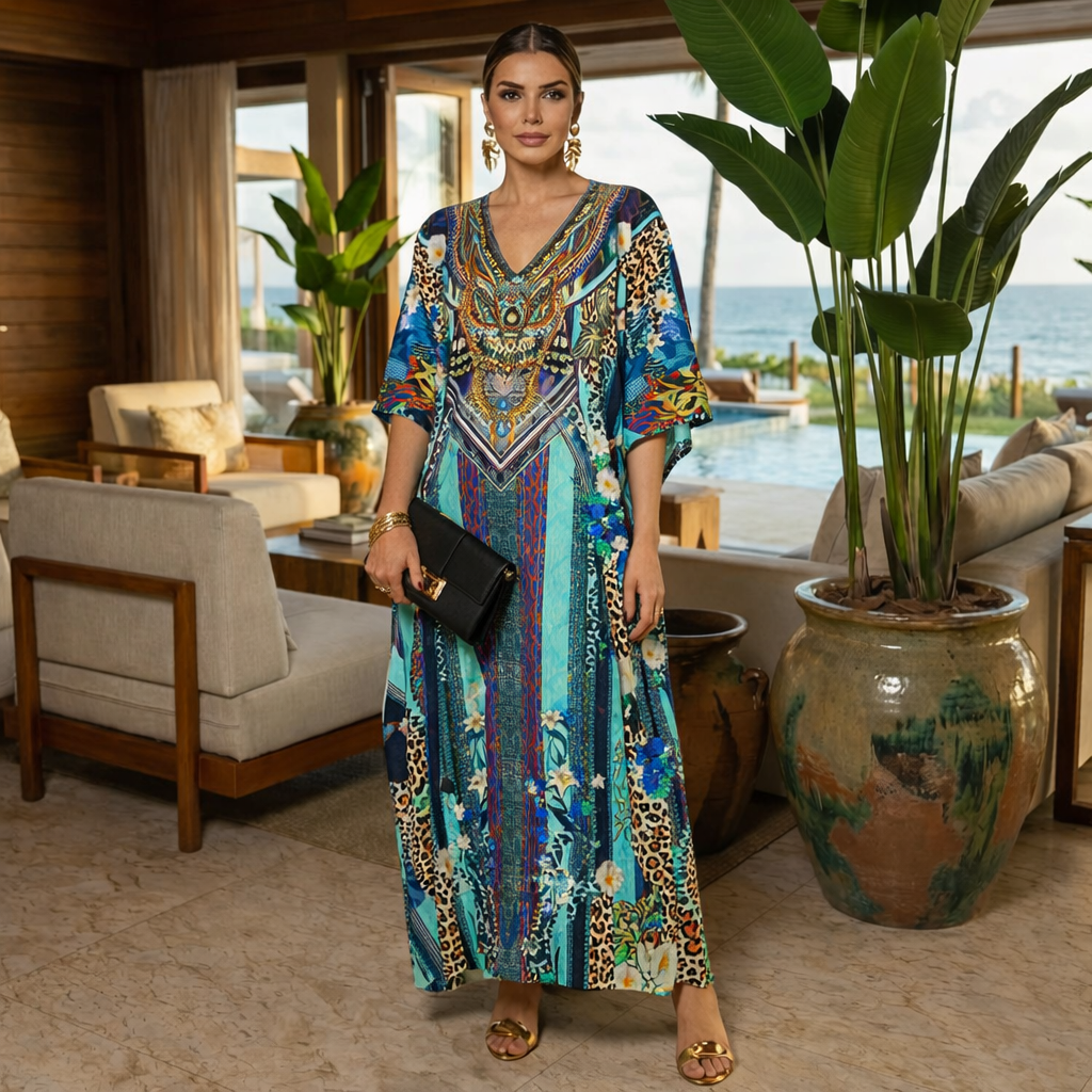 Purple Embellished Maya kaftan AU 12-26