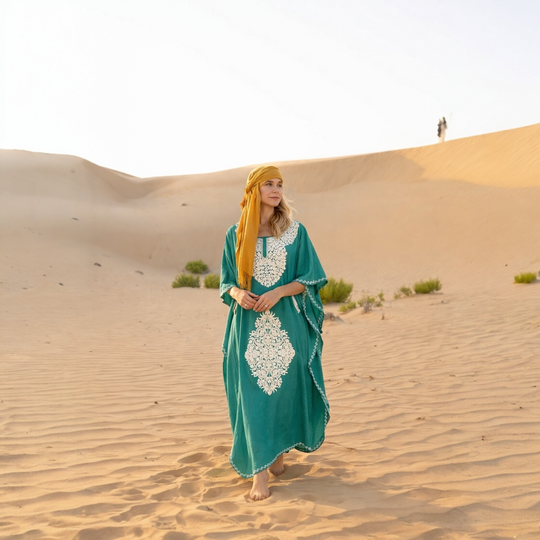 Mia Embroidered Cotton Kaftan -O/S AU 10-18