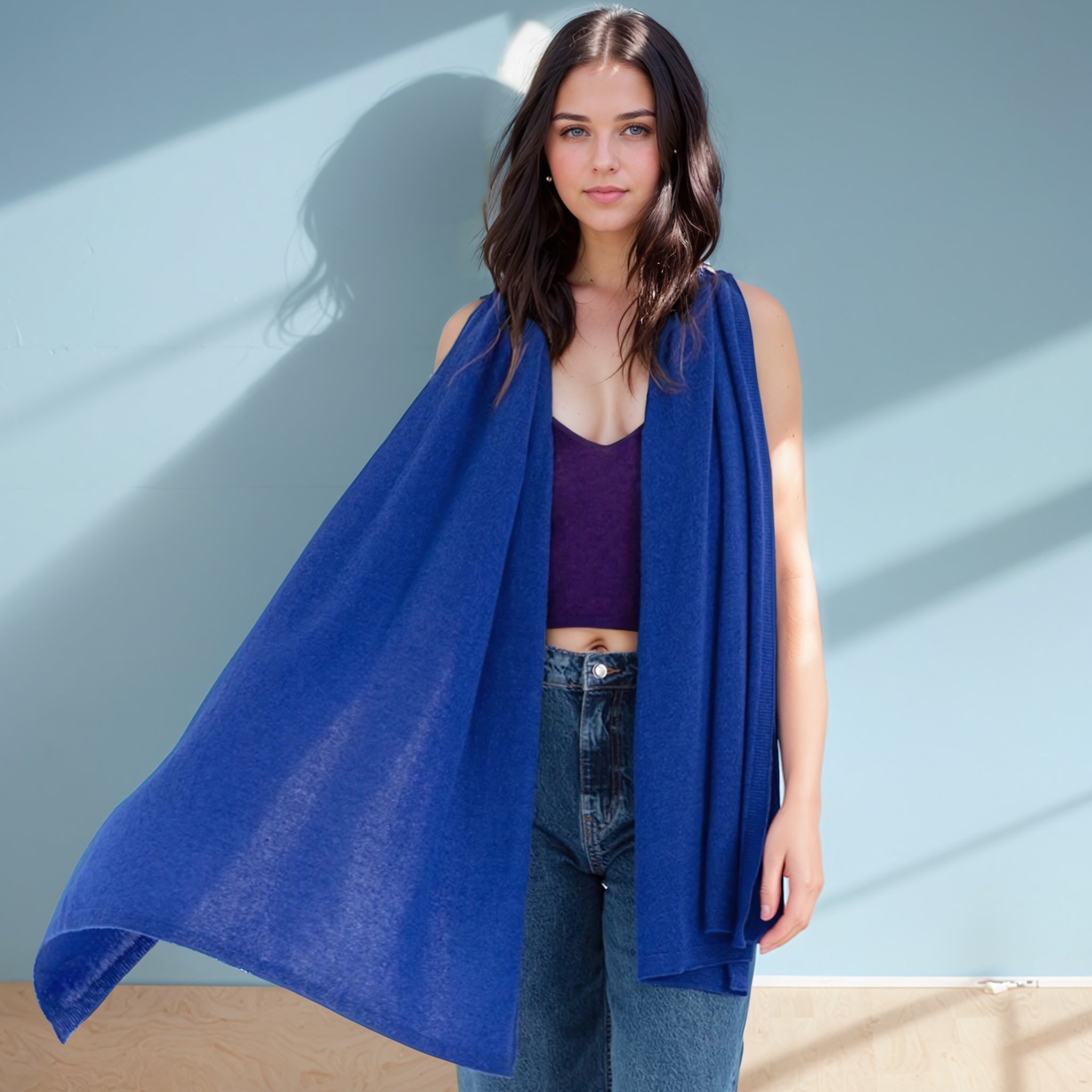 Julian knitted Pure cashmere scarf/ shawl/ Travel wrap-Colours available