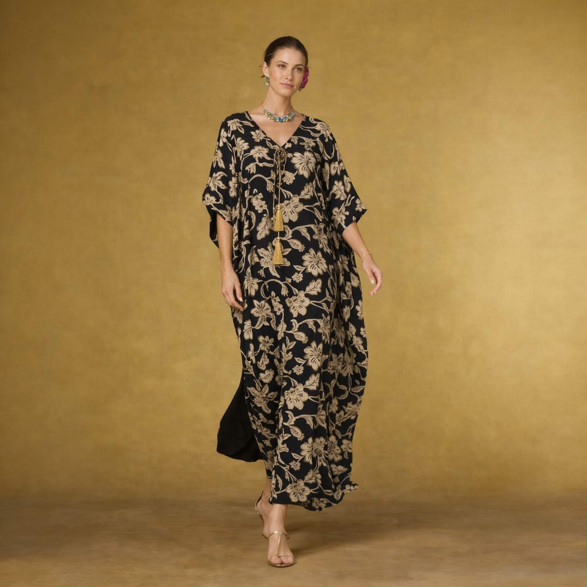Maya MESA Black Boho kaftan - Sizes Available AU 16-30