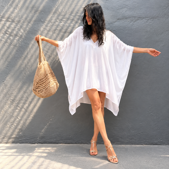 White Maya Short Kaftan Top Tunic Sizes Available AU 14-30
