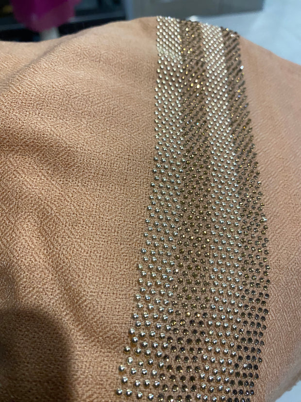 Peach brown Julian Cashmere & Swarovski wrap shawl