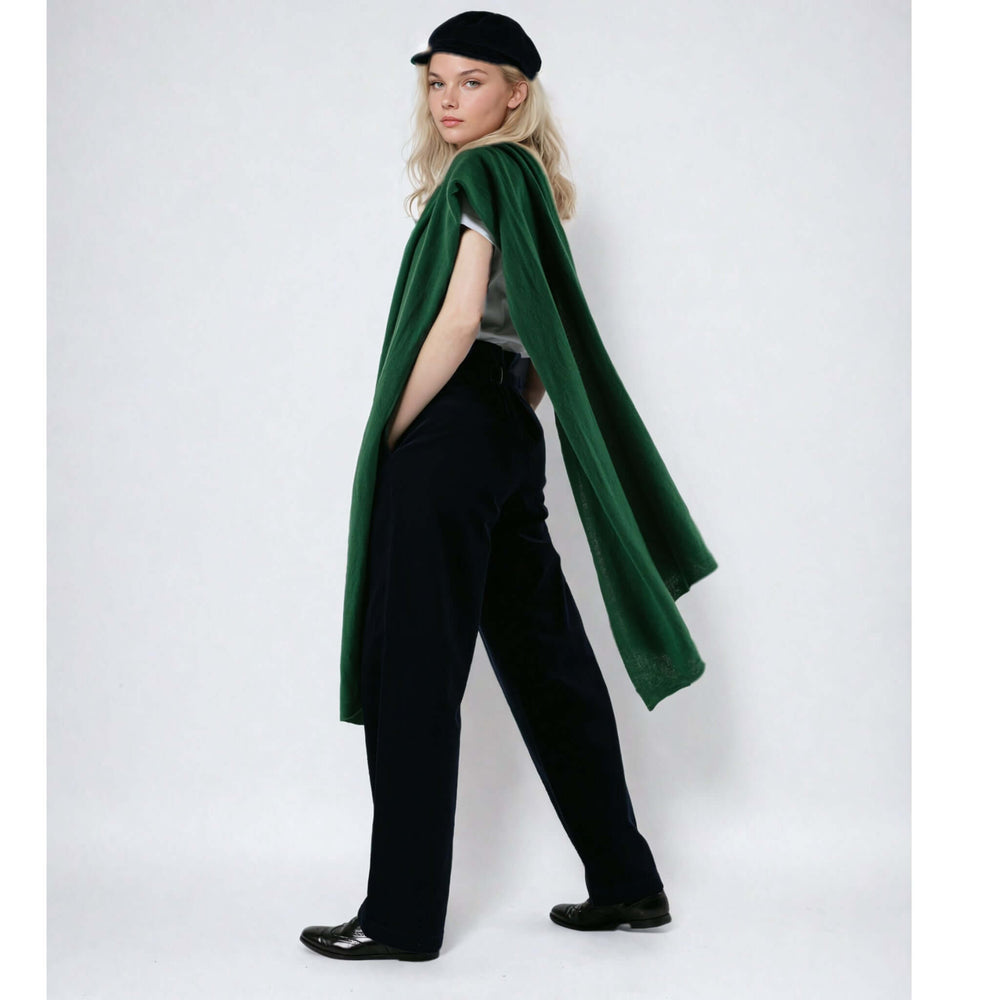 Forest Green Julian 100% Knitted Cashmere Extra large Travel Wrap