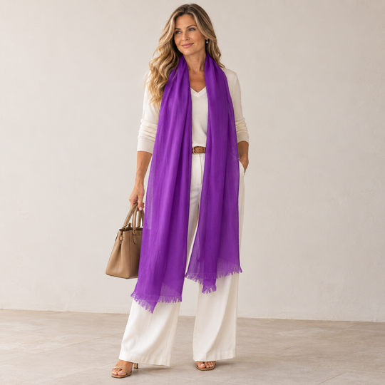Julian Cashmere Ultra fine  oversized scarf-Vivid Amethyst