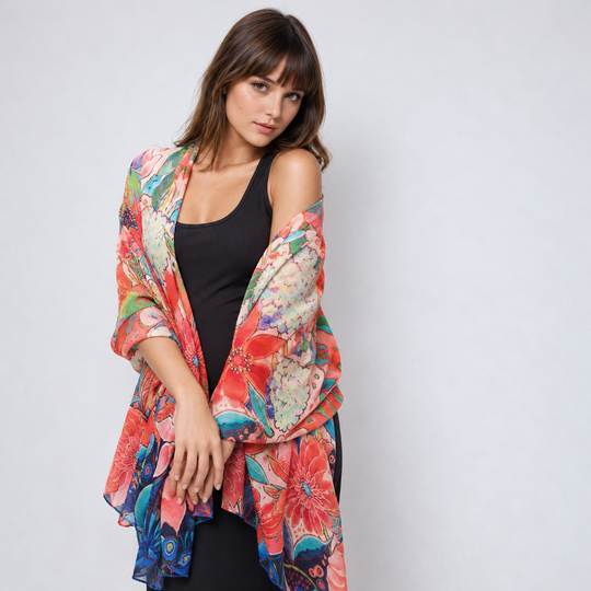 Mklane Cashmere Ultra fine Julian Scarf /Wrap-Artisans Canvas