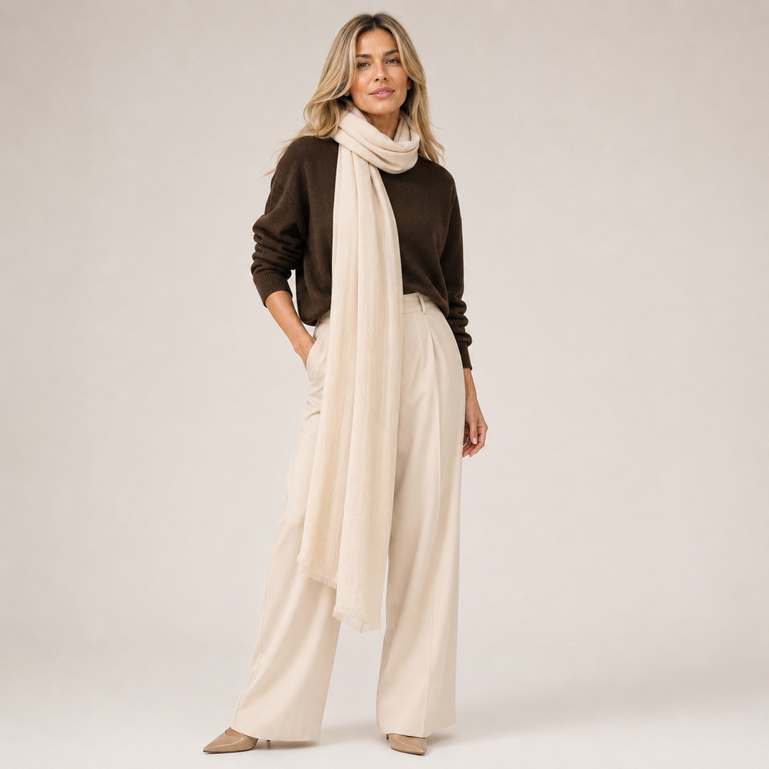 Ivory Julian 100% Cashmere Ultra fine  oversized scarf/ wrap/ shawl