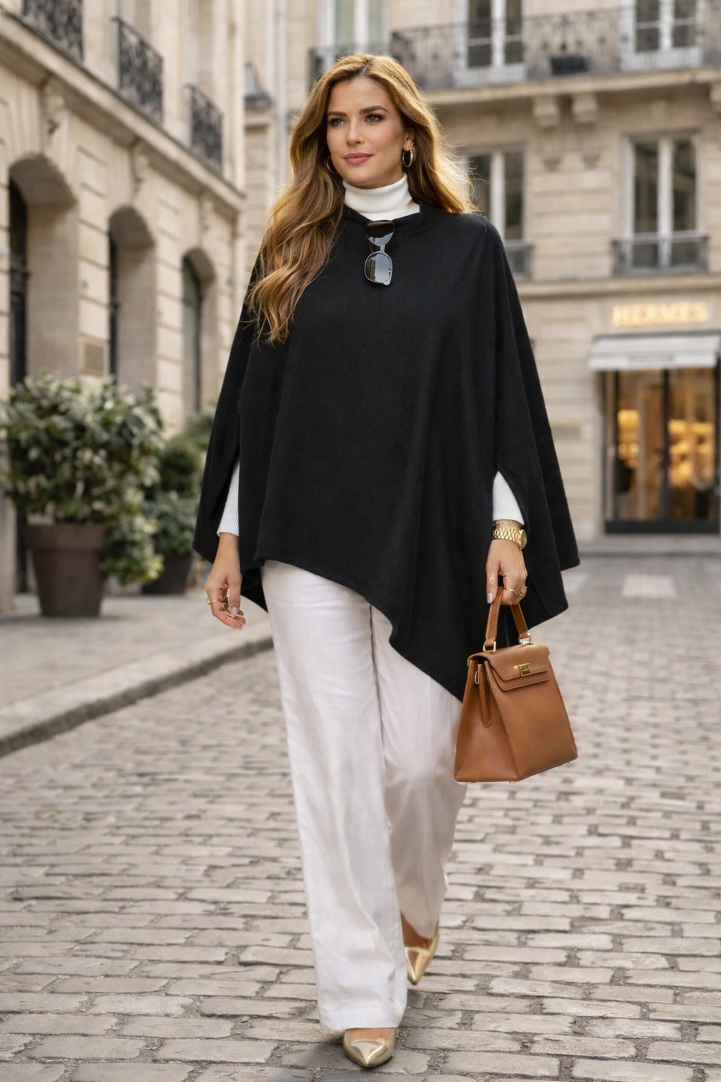 Black 100% Cashmere Oversized Julian Poncho