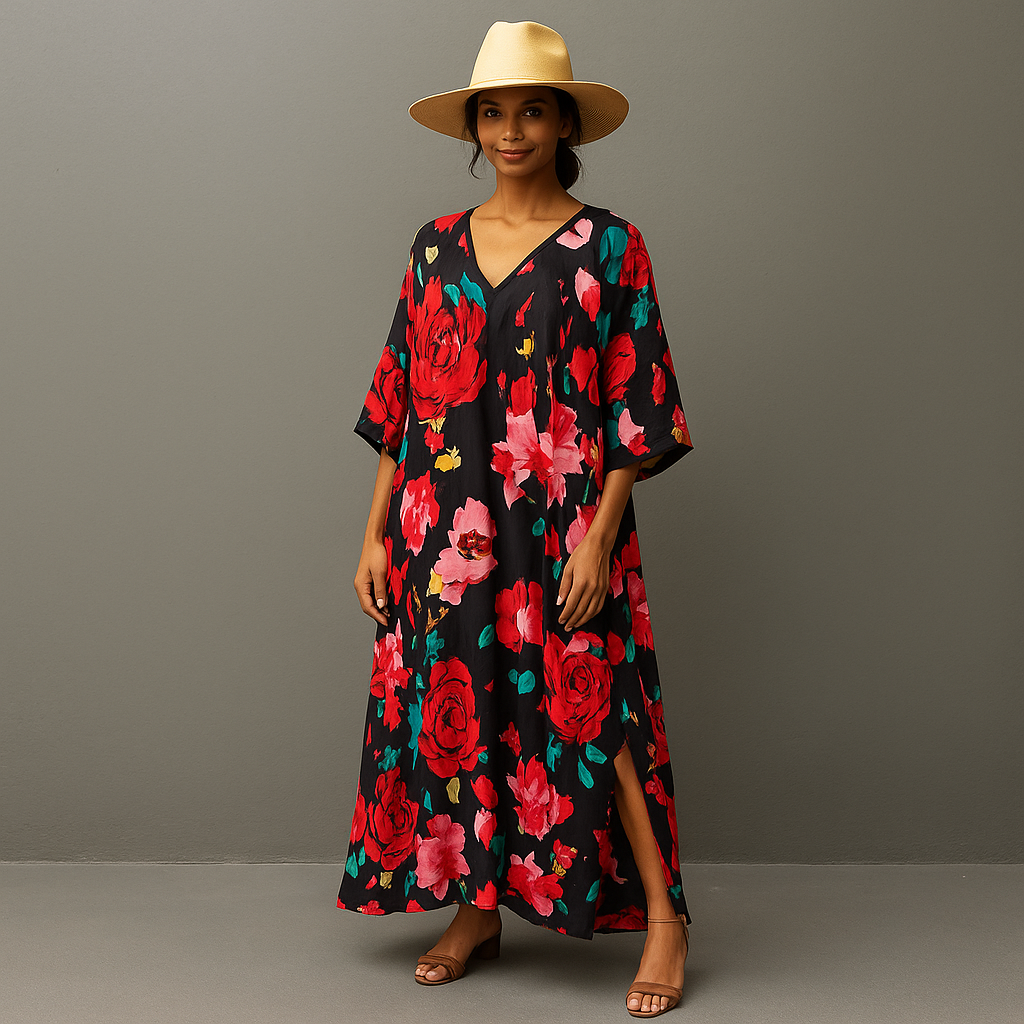 Maya Plus Size Tropical rayon Kaftan Size-26-32