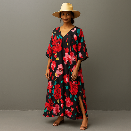 Maya Plus Size Tropical rayon Kaftan Size-26-32