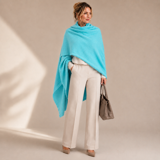 100% Cashmere 2 ply Knitted Julian Oversized Wrap -Unisex -30 Colours available