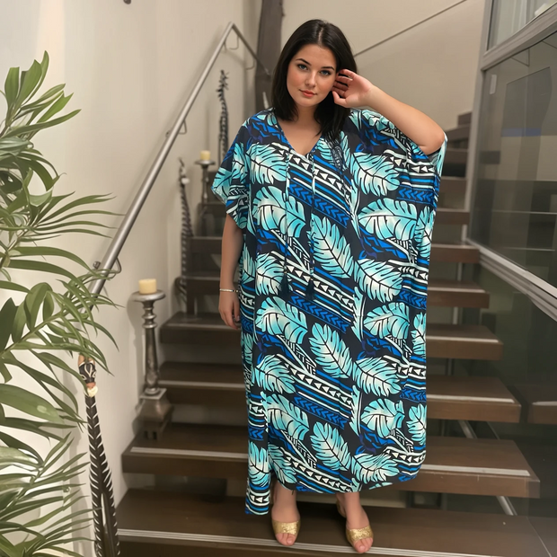 Tropical Maya Cotton Rayon Kaftan. AU 8-30