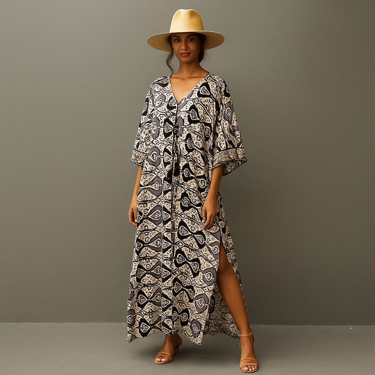 Maya Tropical Resort Cotton Rayon Kaftan Dress-Sizes Available AU 8-28