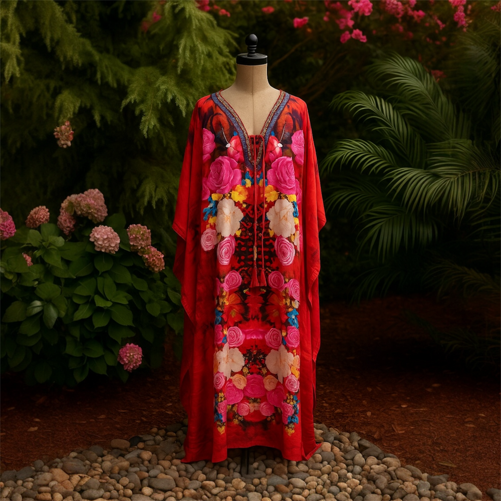 Coco Bella Silk Red Sosa  kaftan 12-20