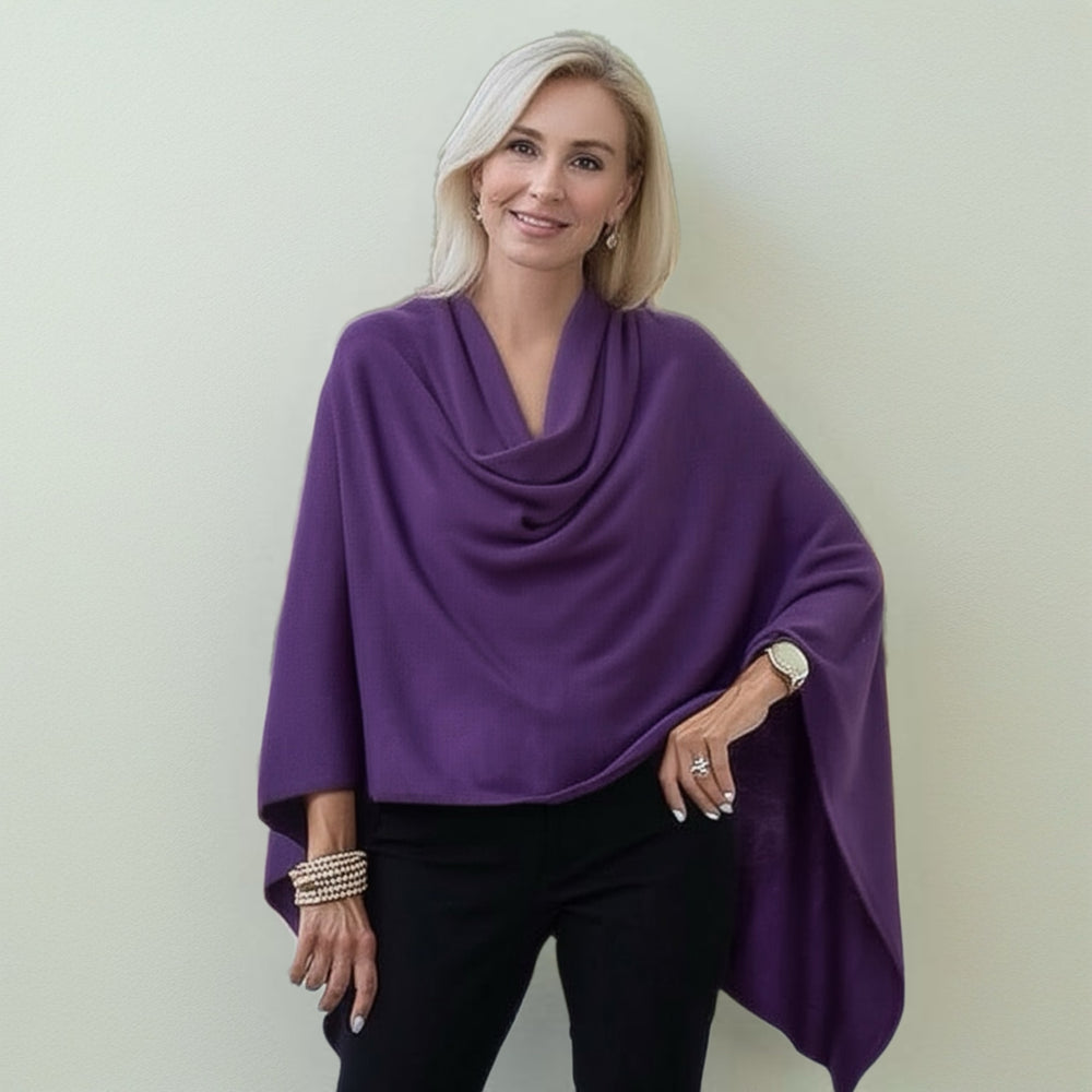 Purple 100% Cashmere Wool Oversized Julian Poncho