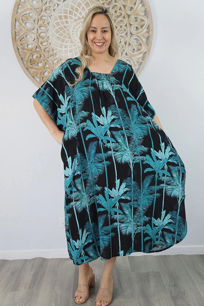 Black Maya Luxe Kaftan Dress -One Size AU 10-30
