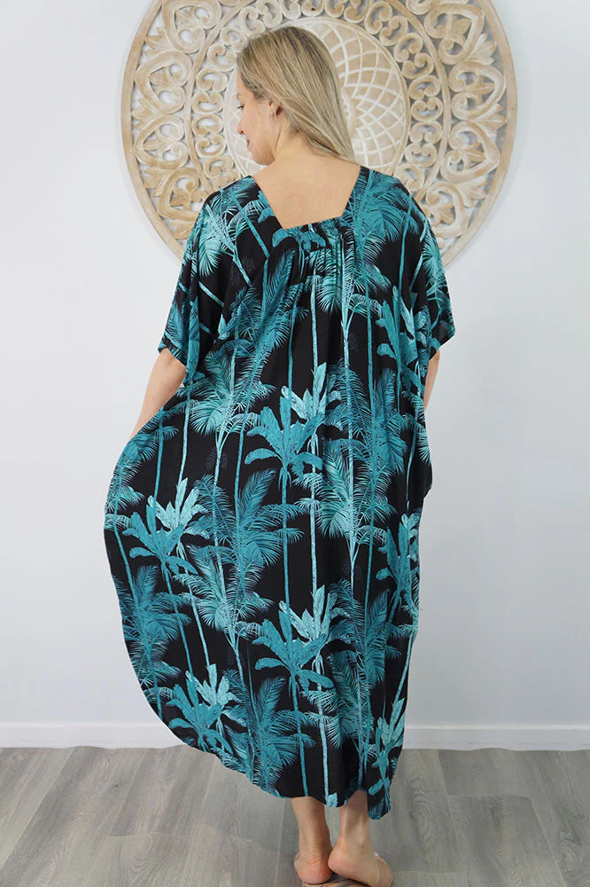 Black Maya Luxe Kaftan Dress -One Size AU 10-30
