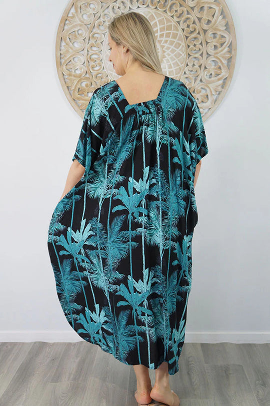 Black Maya Luxe Kaftan Dress -One Size AU 10-30