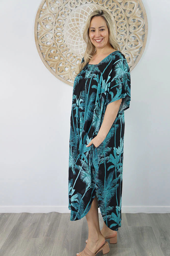 Black Maya Luxe Kaftan Dress -One Size AU 10-30