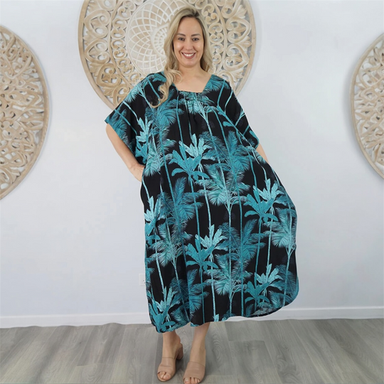 Black Maya Luxe Kaftan Dress -One Size AU 10-30