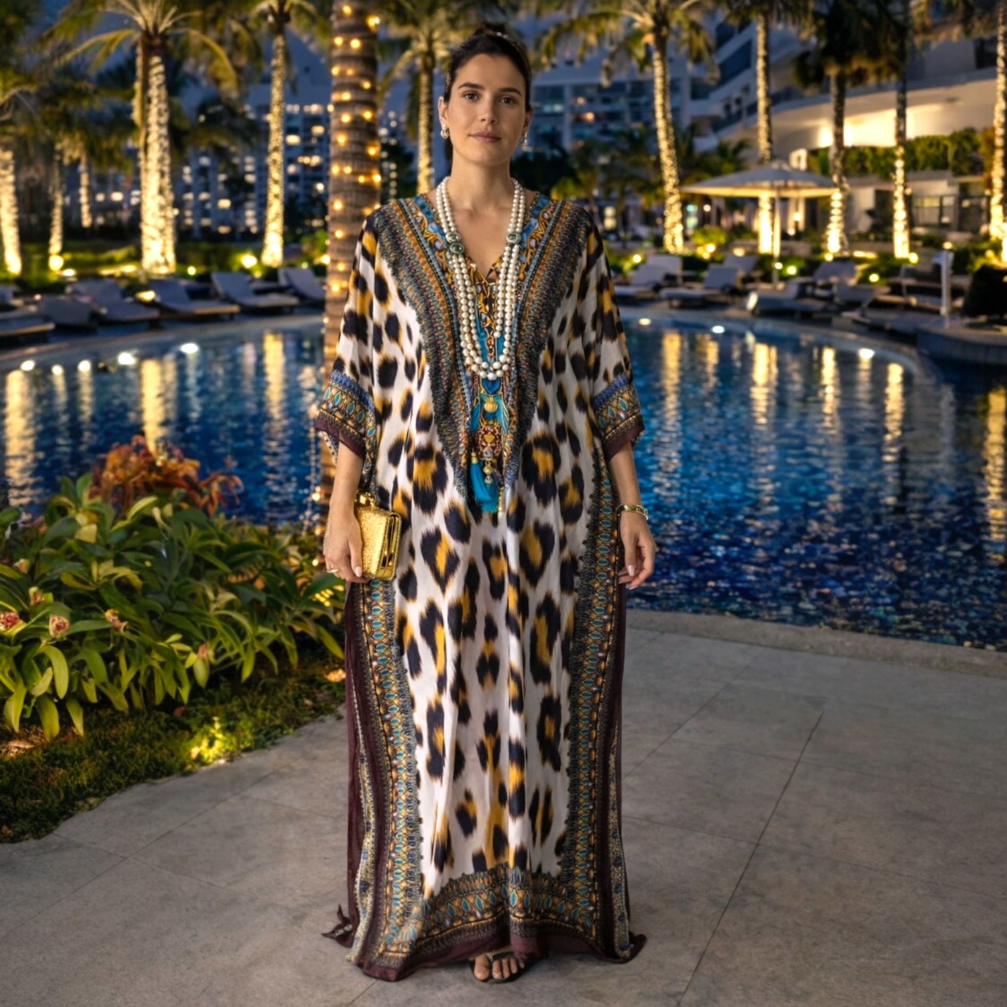 Coco Bella Footprints Brown  Kaftan 12-20