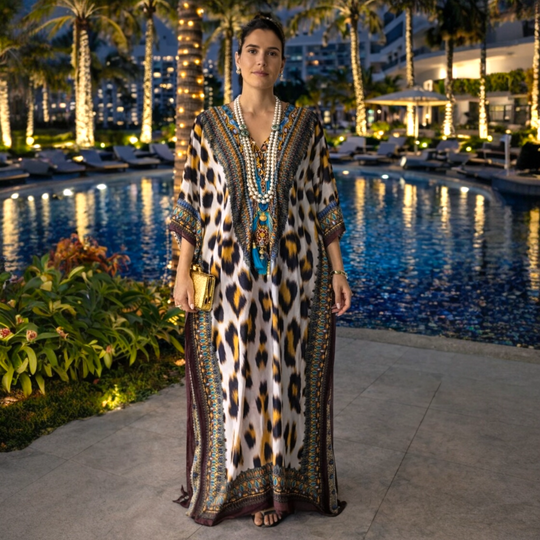 Coco Bella Footprints Brown  Kaftan 12-20