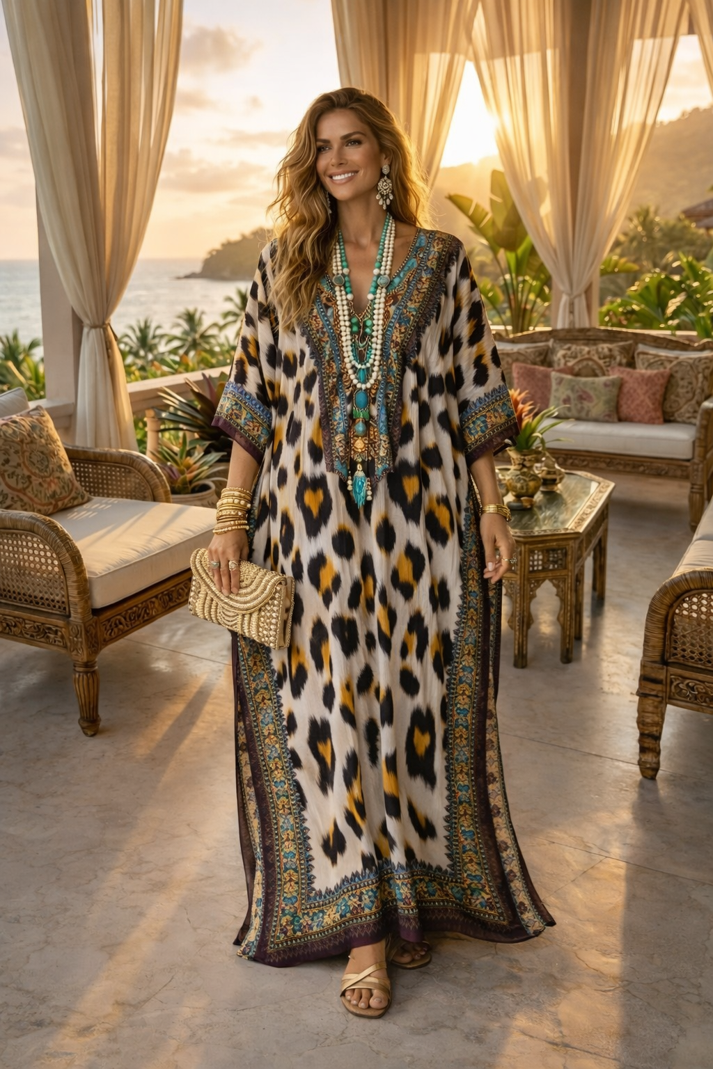Coco Bella Footprints Brown  Kaftan 12-20