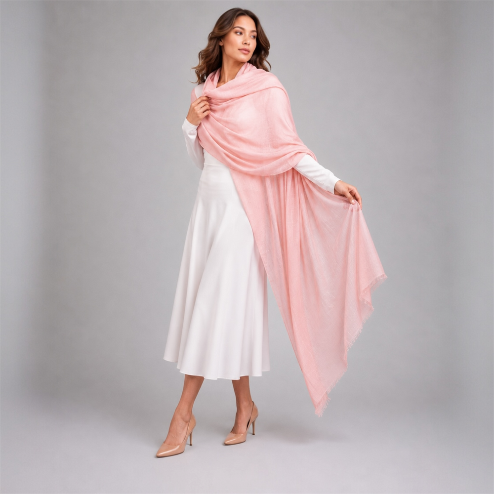 Pink Blush Julian 100% Ultra fine cashmere oversized scarf/ wrap/ shawl