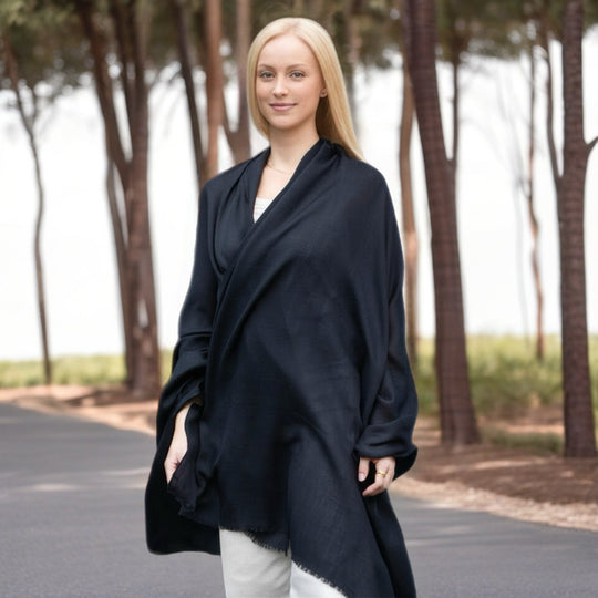 Black Julian 100% Ultra fine Pashmina cashmere oversized scarf/ wrap/ shawl