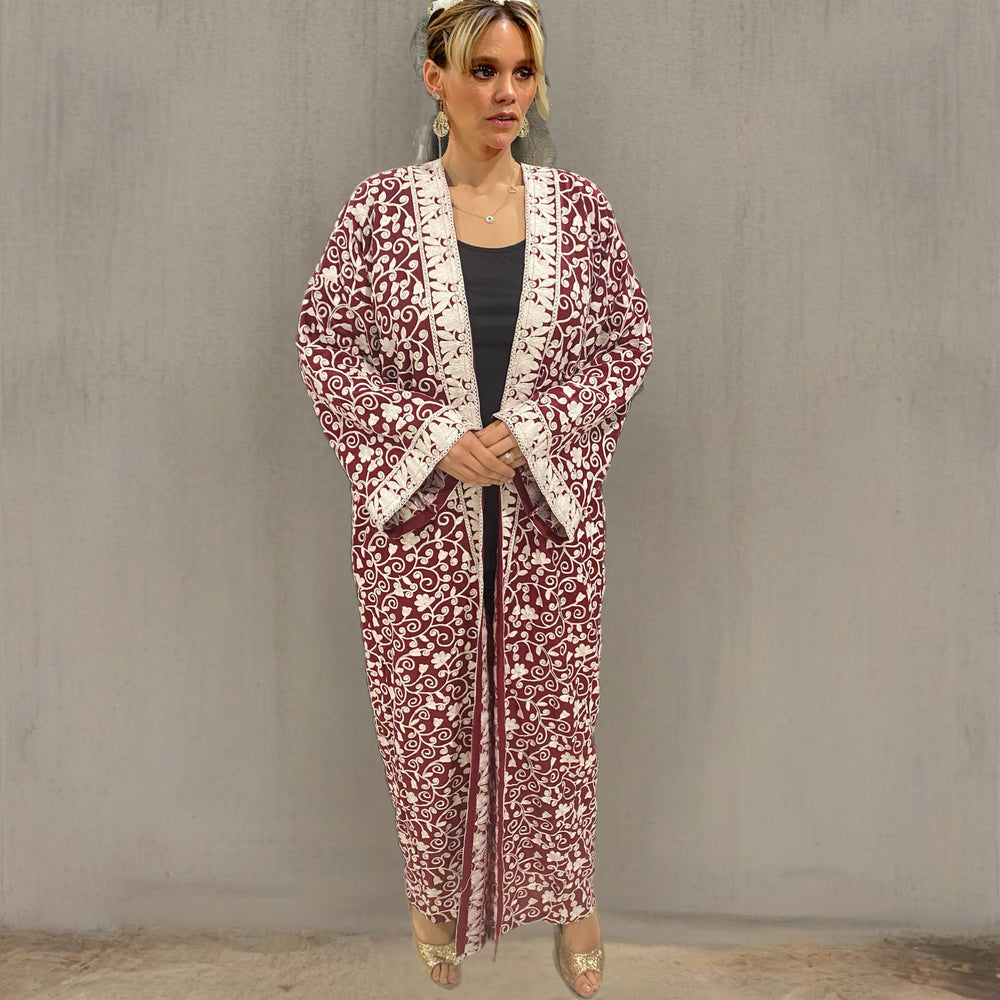 Maya Long jacket with Detailed Floral Embroidery