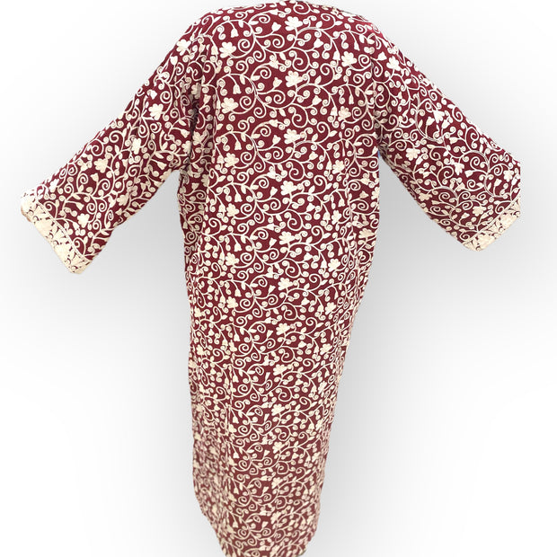 Maya Long Cloak with Detailed Floral Embroidery