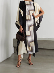 Black and White - Lillie MIDI  Kaftan Dress