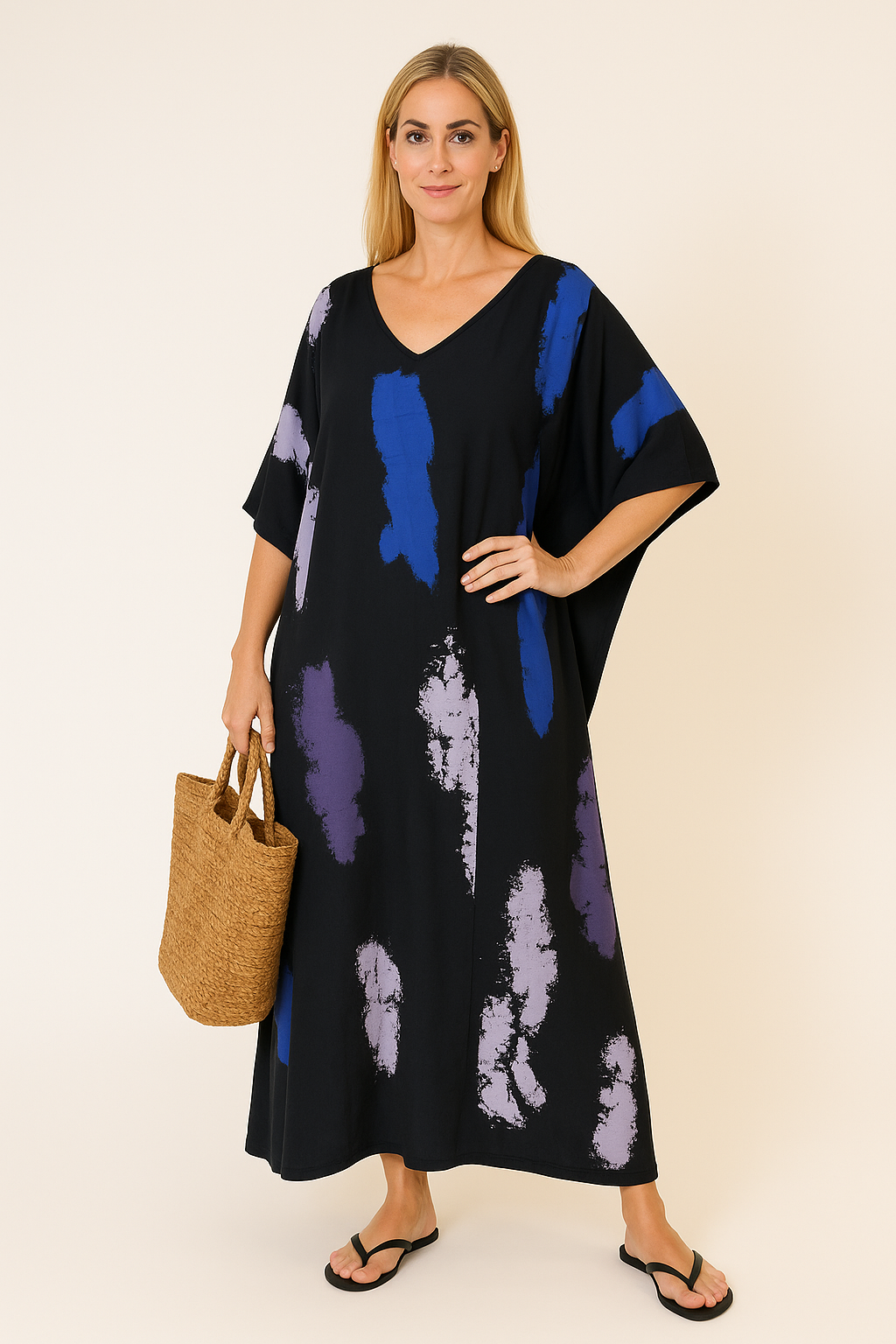 Maya Black Tropical Boho kaftan - Sizes -AU 14-30