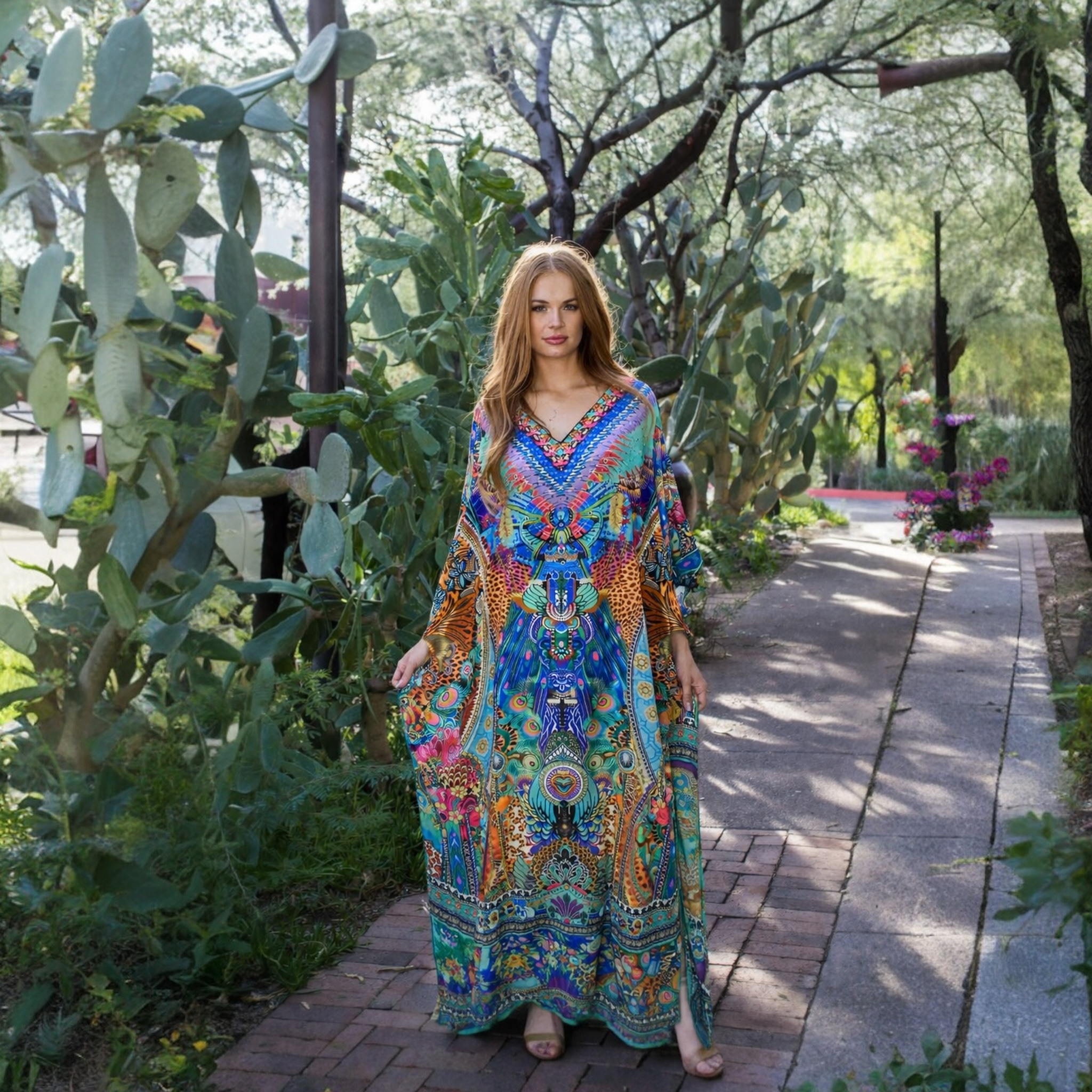 Beigta Royals Maya Silk Mix Bling Kaftan.         Sizes Available AU 14-32