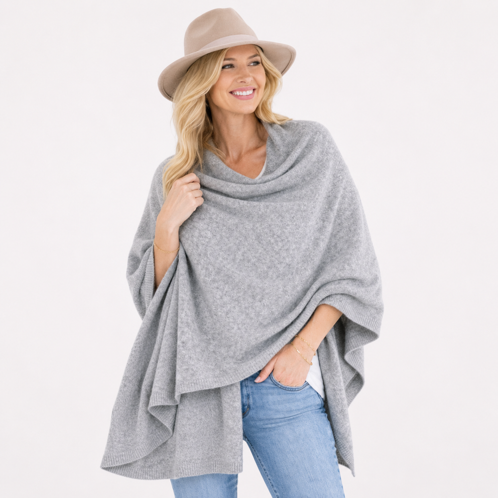 Light Grey 100% Cashmere 2 ply Julian Travel Wrap/ Scarf